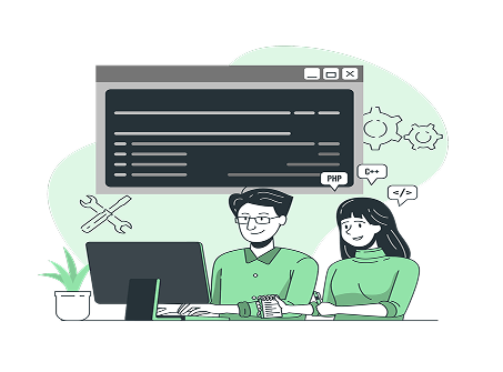Healthcare website development team illustration