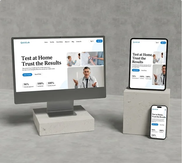 Medical website displayed on desktop and mobile devices