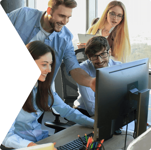 Medical web development team working together